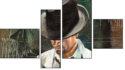 Portrait of the man with a cigarette - Four-piece canvas, Fortyk