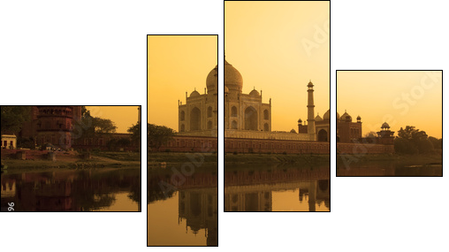 Taj Mahal sunset reflection, Yamuna River. - Four-piece canvas, Fortyk