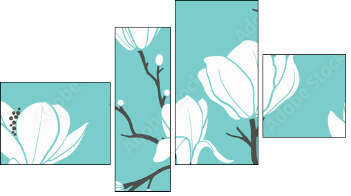 blue magnolia pattern - Four-piece canvas, Fortyk