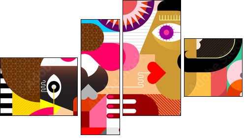Three People Abstract Art Vector Portrait - Four-piece canvas, Fortyk