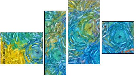 Abstract impressionism painting in Vincent Van Gogh style imitation. Art design background pattern for artistic creative printing production. Wall poster or canvas print template for interior decor. - Four-piece canvas, Fortyk