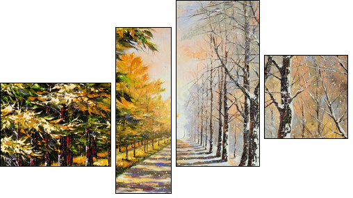 Allegory on theme winter-autumn - Four-piece canvas, Fortyk