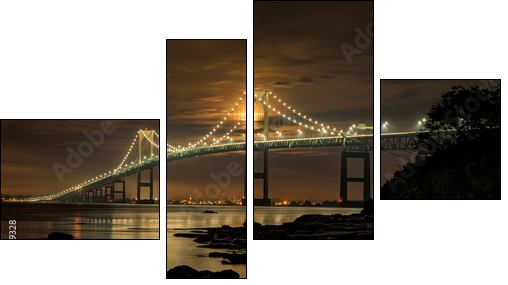 Newport bridge at night - Four-piece canvas, Fortyk
