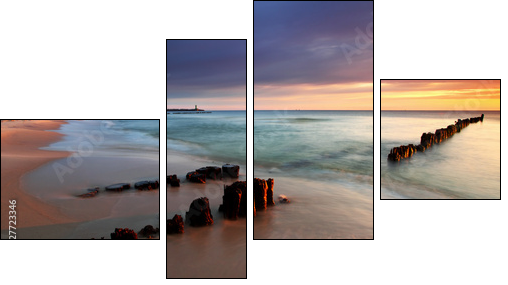 Beautiful sunrise on the beach - Four-piece canvas, Fortyk