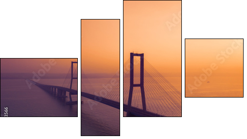 Beautiful scenery of Suramadu bridge at sunset - Four-piece canvas, Fortyk