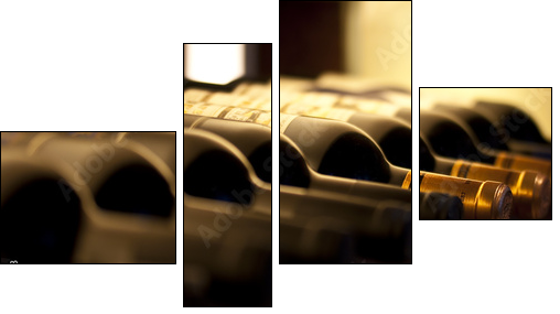 Bouteilles de vin sur une Ã©tagÃ¨re - Four-piece canvas, Fortyk