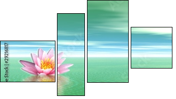 Lily flower in green ocean - Four-piece canvas, Fortyk