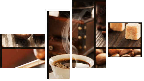 Coffee collage - Four-piece canvas, Fortyk