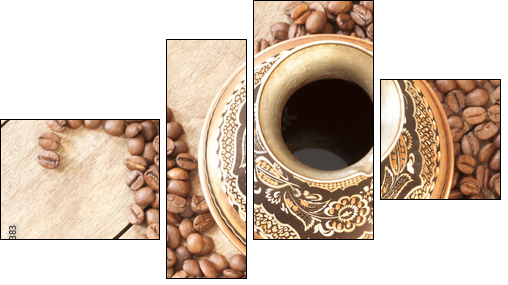 Copper Turk for coffee with ornaments basking in the heat - Four-piece canvas, Fortyk