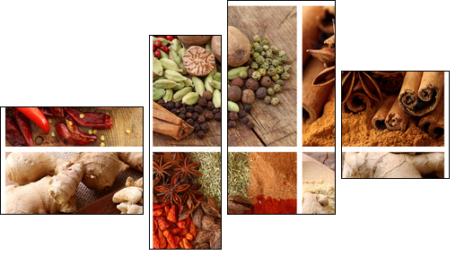 Spices collage - Four-piece canvas, Fortyk