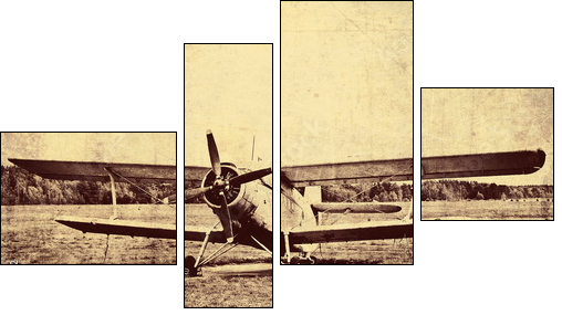 Vintage photo of an old biplane - Four-piece canvas, Fortyk