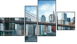 Suspension Brooklyn Bridge across Lower Manhattan and Brooklyn. New York, USA. - Four-piece canvas, Fortyk