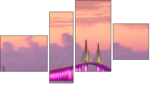 Sunshine Skyway Bridge spanning the Lower Tampa Bay - Four-piece canvas, Fortyk