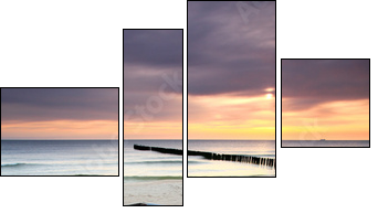Boat on beautiful beach in sunrise - Four-piece canvas, Fortyk