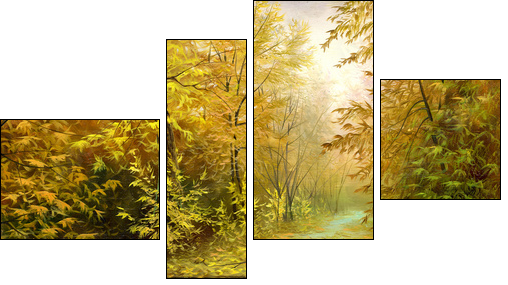 Road to autumn wood - Four-piece canvas, Fortyk