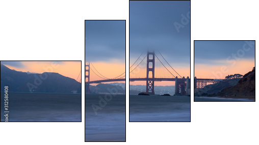 Beautiful view of  Golden gate bridge, San Francisco - Four-piece canvas, Fortyk