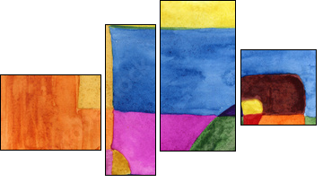 Picasso style colored hand drawing shapes. Abstraction, watercolor. Graphic abstract background. Creative art background - Four-piece canvas, Fortyk