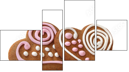 Heart shape ginger breads - Four-piece canvas, Fortyk