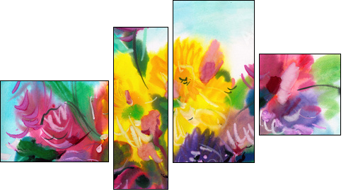 Wild flowers - Four-piece canvas, Fortyk