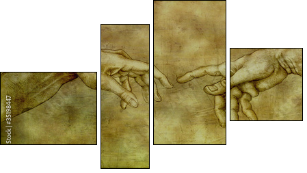 After Michelangelo - Adam and God - Four-piece canvas, Fortyk