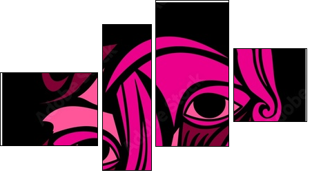 Funky Abstract Art Face - Four-piece canvas, Fortyk