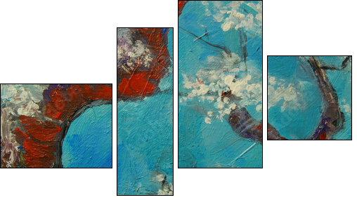Arbre en fleurs 5 - Four-piece canvas, Fortyk
