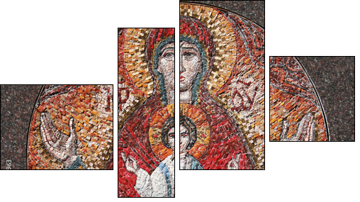art mosaics icon of Virgin Mary and Jesus Christ - Four-piece canvas, Fortyk