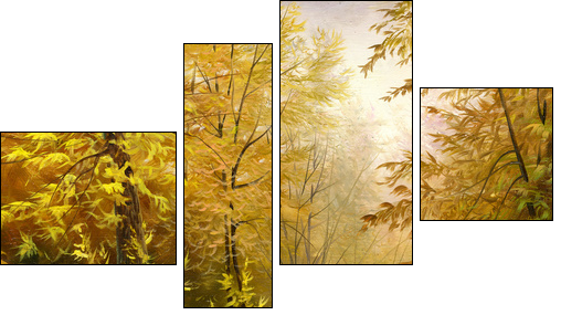 beautiful autumn landscape, canvas, oil - Four-piece canvas, Fortyk