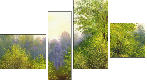 beautiful summer landscape, canvas, oil - Four-piece canvas, Fortyk