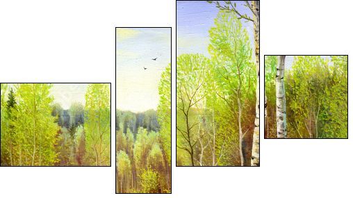 autumn landscape, canvas, oil - Four-piece canvas, Fortyk