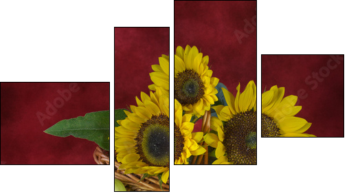 Still life with sunflowers and apples - Four-piece canvas, Fortyk