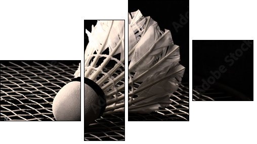 Shuttlecock on badminton racket - Four-piece canvas, Fortyk