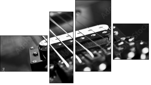Strings electric guitar closeup in black tones - Four-piece canvas, Fortyk