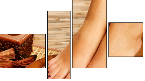 female feet at spa salon on pedicure procedure - Four-piece canvas, Fortyk