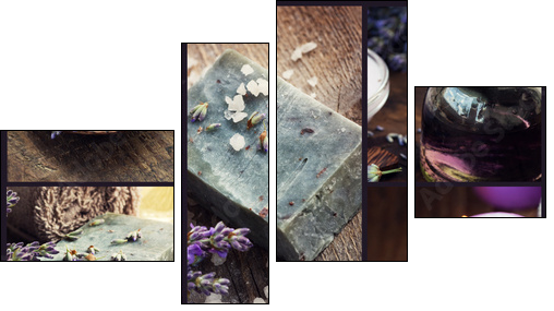 Lavender dayspa collage - Four-piece canvas, Fortyk