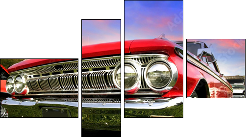 Red Muscle Car - Four-piece canvas, Fortyk