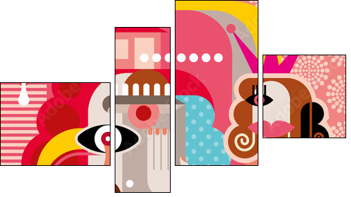 Woman and Man vector illustration - Four-piece canvas, Fortyk