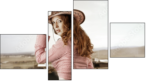 Woman wearing cowboy hat - Four-piece canvas, Fortyk