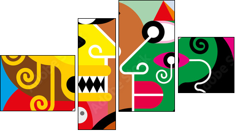 Woman and man - vector illustration - Four-piece canvas, Fortyk