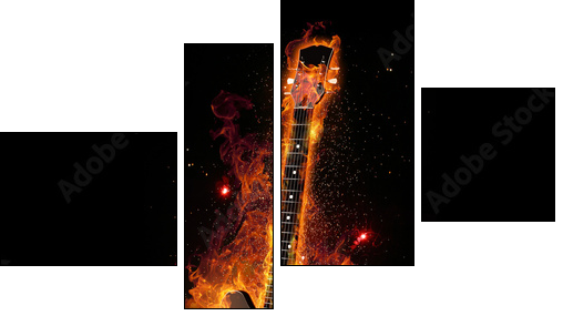 E Gitarre unter Feuer - Four-piece canvas, Fortyk