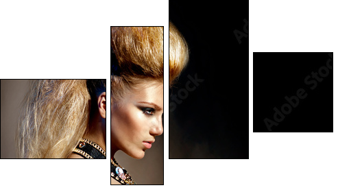 Fashion Rocker Style Model Girl Portrait. Hairstyle - Four-piece canvas, Fortyk