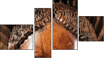 Carved face in the wood - Four-piece canvas, Fortyk