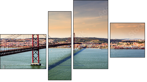 Bridge of 25th of April, Lisbon - Four-piece canvas, Fortyk