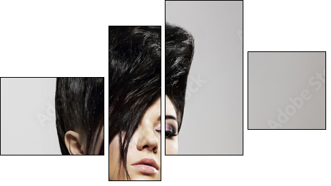Updo Hair. Woman with Trendy Hairstyle with Diamond Earrings - Four-piece canvas, Fortyk