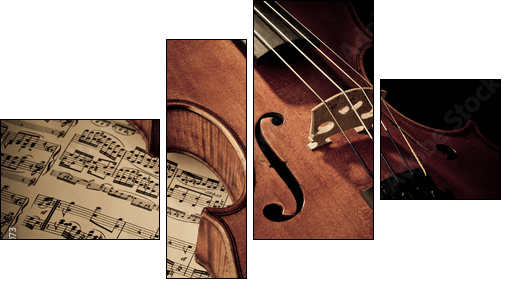 Geige mit Notenblatt - Four-piece canvas, Fortyk