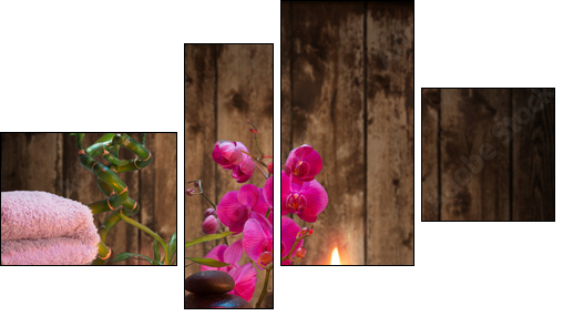 massage - bamboo - orchid, towels, candles stones - Four-piece canvas, Fortyk