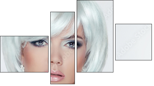 Makeup. Fashion Style Beauty Woman Portrait with White Short Hai - Four-piece canvas, Fortyk