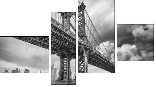 The Manhattan Bridge, New York City. Awesome wideangle upward vi - Four-piece canvas, Fortyk