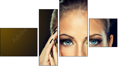 The girl with the Golden makeup and metal nails. - Four-piece canvas, Fortyk