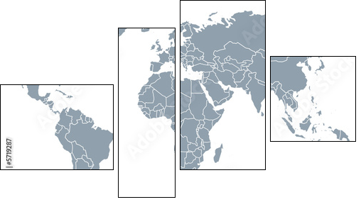 weltkarte, world map - Four-piece canvas, Fortyk